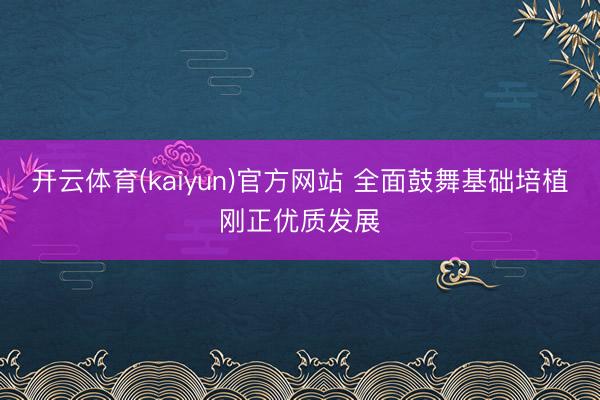 开云体育(kaiyun)官方网站 全面鼓舞基础培植刚正优质发展