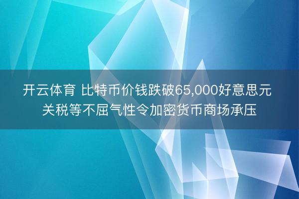 开云体育 比特币价钱跌破65,000好意思元 关税等不屈气性令加密货币商场承压
