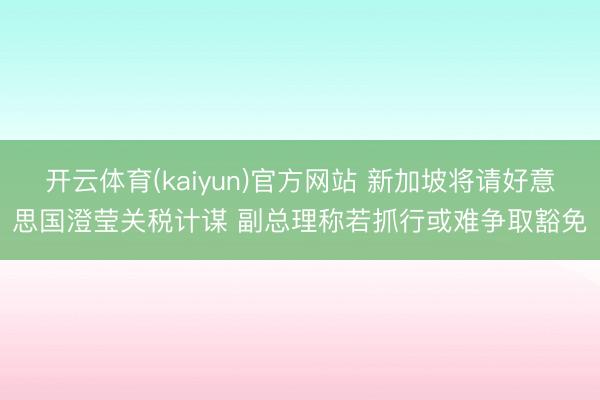 开云体育(kaiyun)官方网站 新加坡将请好意思国澄莹关税计谋 副总理称若抓行或难争取豁免