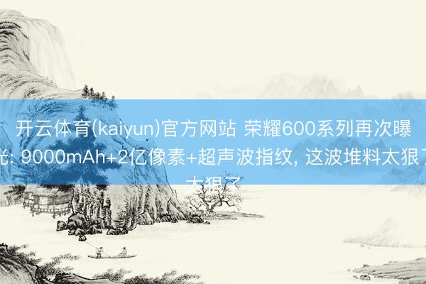 开云体育(kaiyun)官方网站 荣耀600系列再次曝光: 9000mAh+2亿像素+超声波指纹， 这波堆料太狠了