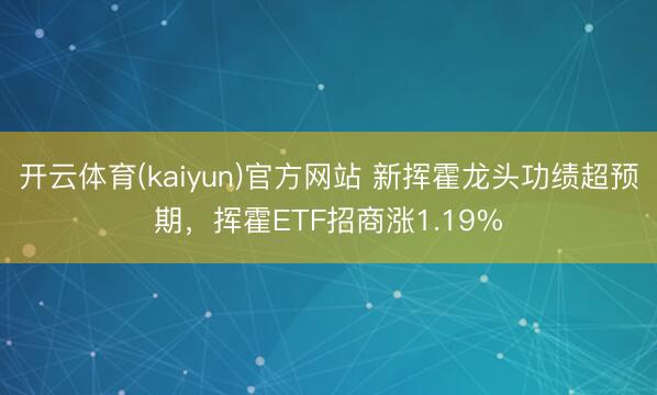 开云体育(kaiyun)官方网站 新挥霍龙头功绩超预期，挥霍ETF招商涨1.19%
