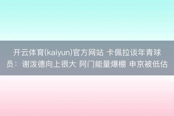 开云体育(kaiyun)官方网站 卡佩拉谈年青球员:谢泼德向上很大 阿门能量爆棚 申京被低估