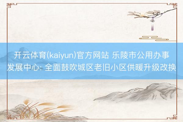 开云体育(kaiyun)官方网站 乐陵市公用办事发展中心: 全面鼓吹城区老旧小区供暖升级改换
