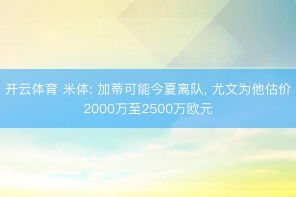 开云体育 米体: 加蒂可能今夏离队， 尤文为他估价2000万至2500万欧元