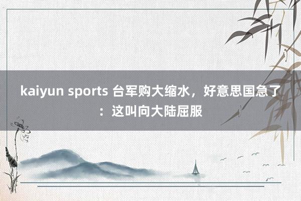 kaiyun sports 台军购大缩水,好意思国急了:这叫向大陆屈服