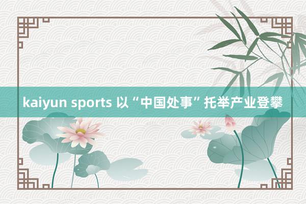 kaiyun sports 以“中国处事”托举产业登攀