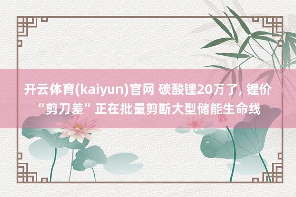 开云体育(kaiyun)官网 碳酸锂20万了， 锂价“剪刀差”正在批量剪断大型储能生命线