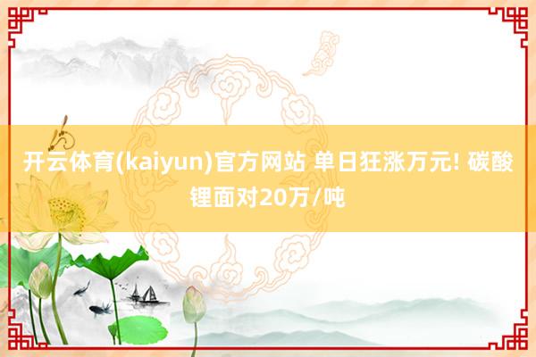 开云体育(kaiyun)官方网站 单日狂涨万元! 碳酸锂面对20万/吨