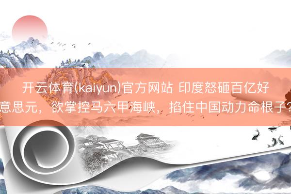 开云体育(kaiyun)官方网站 印度怒砸百亿好意思元,欲掌控马六甲海峡,掐住中国动力命根子?