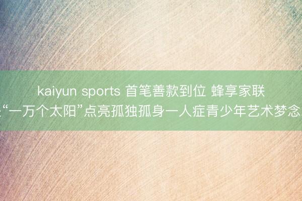 kaiyun sports 首笔善款到位 蜂享家联袂“一万个太阳”点亮孤独孤身一人症青少年艺术梦念念