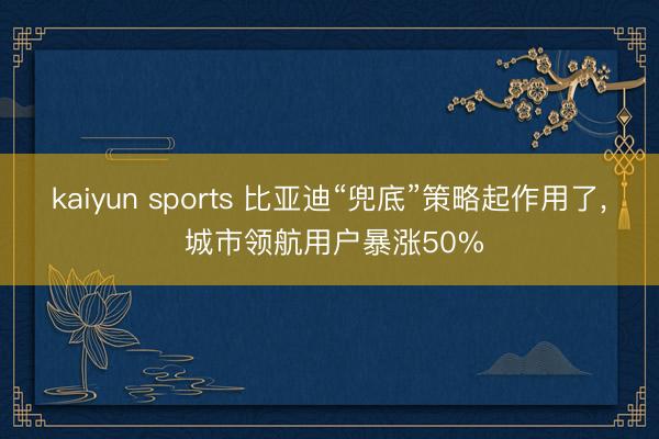 kaiyun sports 比亚迪“兜底”策略起作用了， 城市领航用户暴涨50%